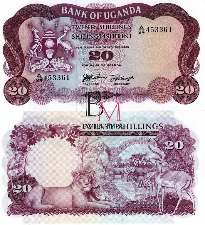 Уганда Банкнота 20 шиллингов 1966 UNC P3
