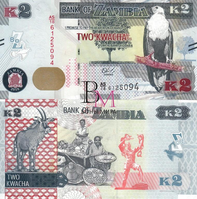 Замбия Банкнота 2 квачи 2018 UNC P49d