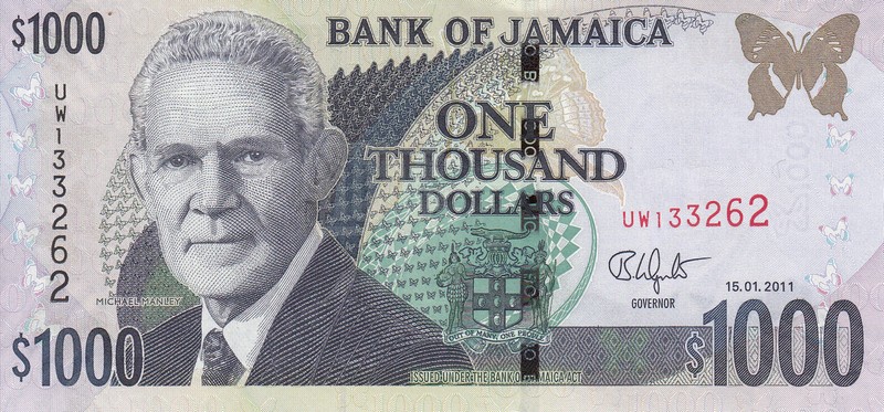 Ямайка банкнота 1000 долларов 2011 UNC Юбилейная