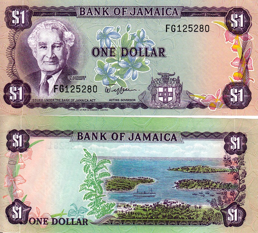 Ямайка банкнота 1 доллар 1982 - 83  UNC P64a