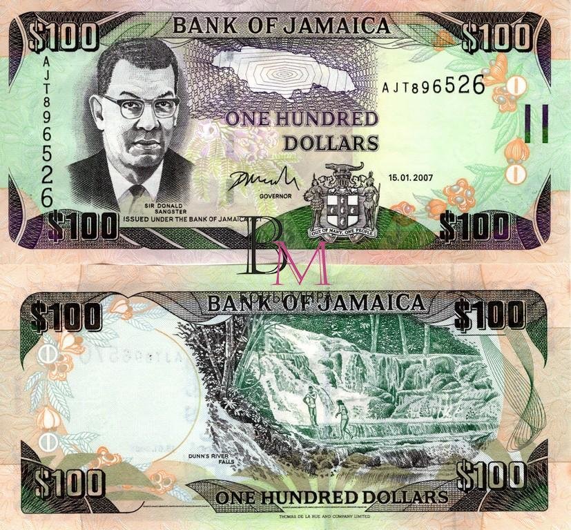 Ямайка банкнота 100  долларов 2007 UNC 