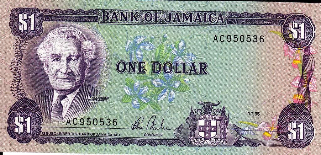 Ямайка банкнота 1 доллар 1985 UNC 