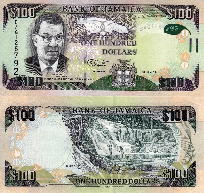 Ямайка банкнота 100  долларов 2014 UNC 