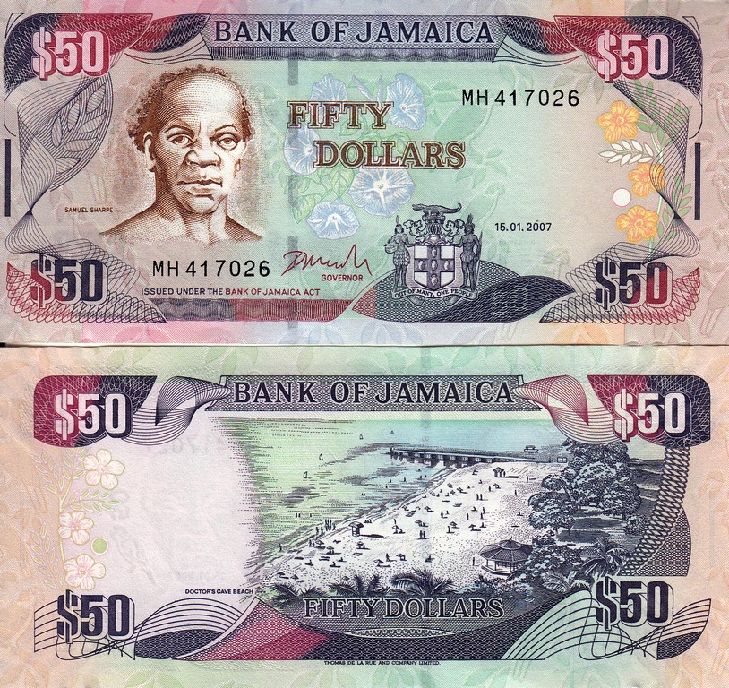 Ямайка банкнота 50 долларов 2007 UNC