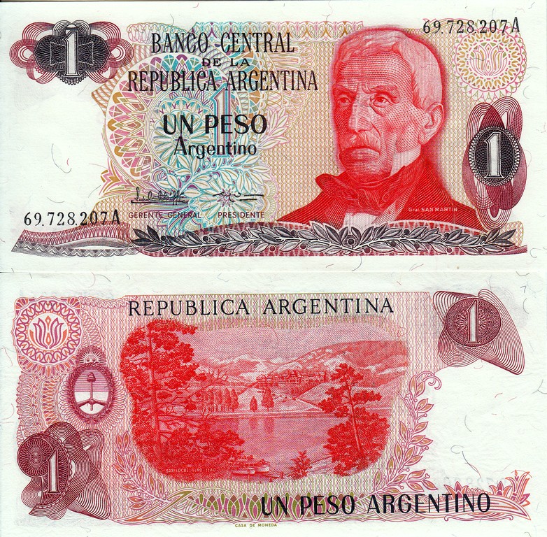 Аргентина Банкнота 1 песо 1983-84 UNC