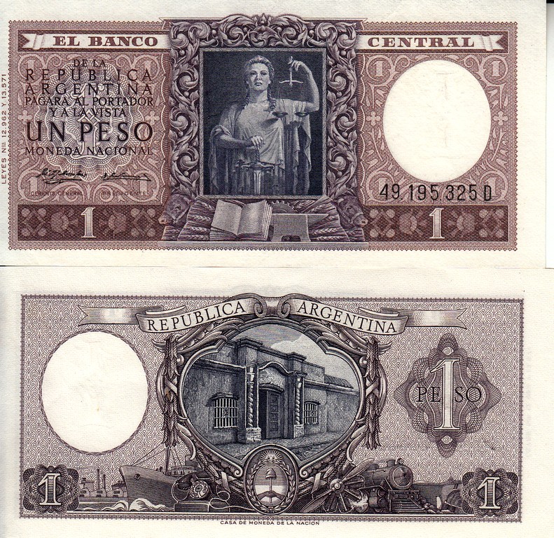 Аргентина Банкнота 1 песо 1956  UNC