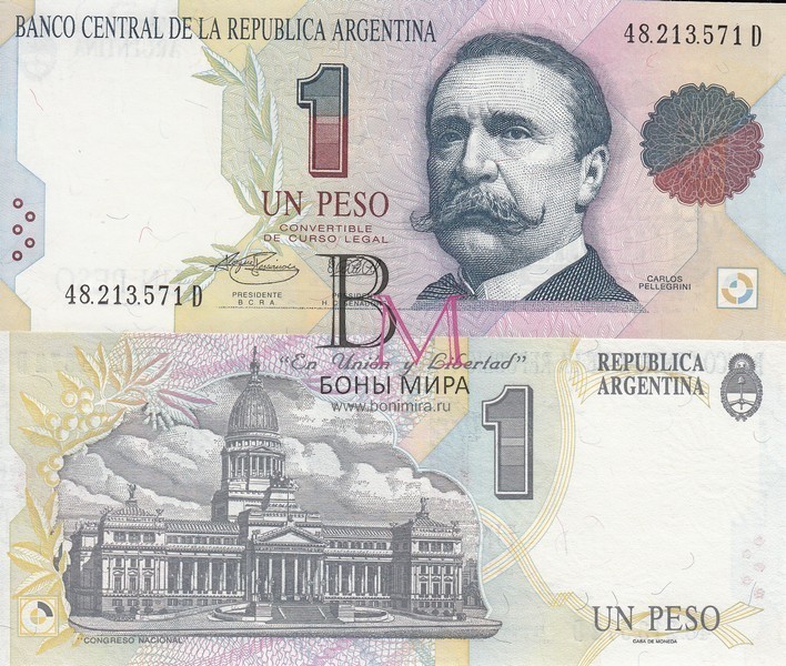 Аргентина Банкнота 1 песо 1993 UNC