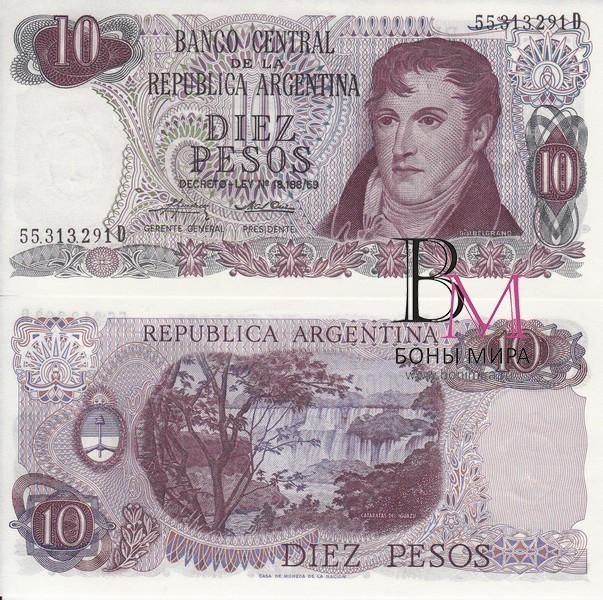 Аргентина Банкнота  10 песо 1973-76 UNC P295(3)