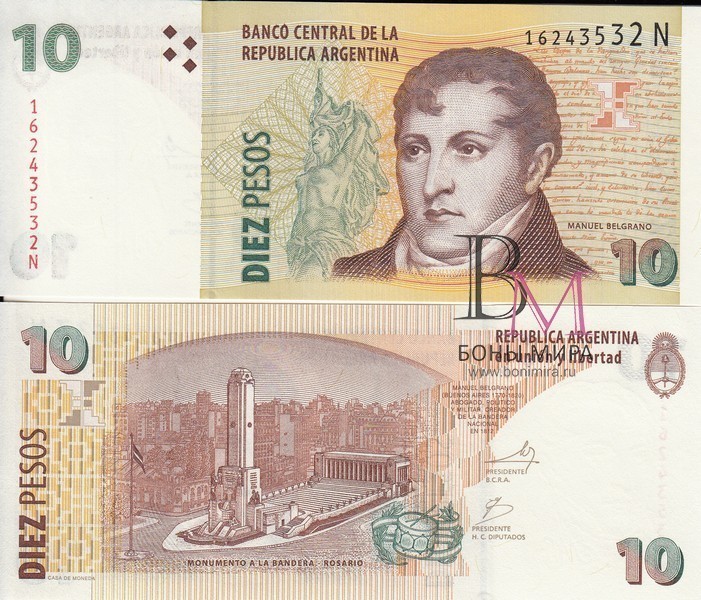 Аргентина Банкнота  10  песо 2003-11 UNC