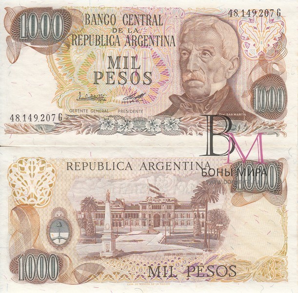 Аргентина Банкнота 1 000 песо 1976-1983 UNC P304b