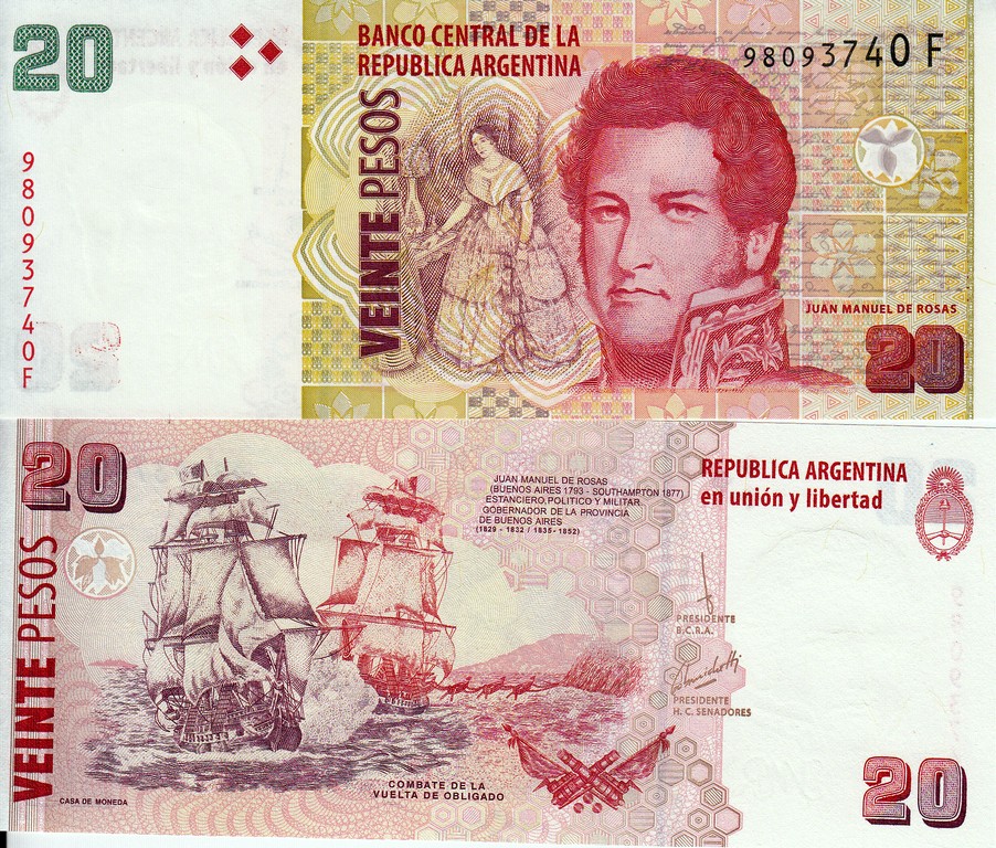 Аргентина Банкнота  20 песо 2014 UNC П-355-F