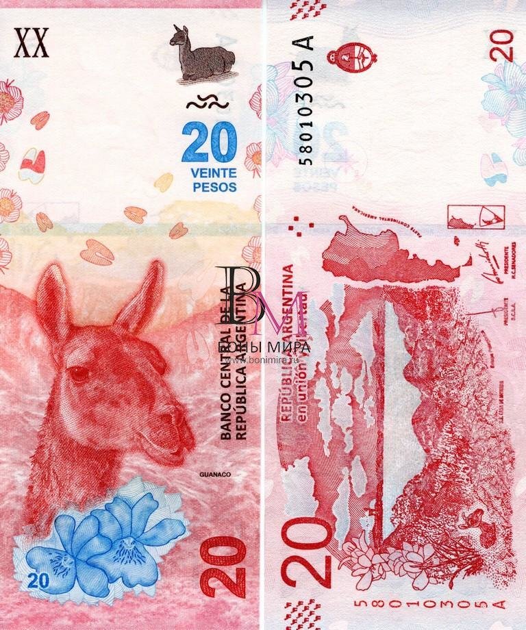 Аргентина Банкнота  20 песо 2016-17 UNC