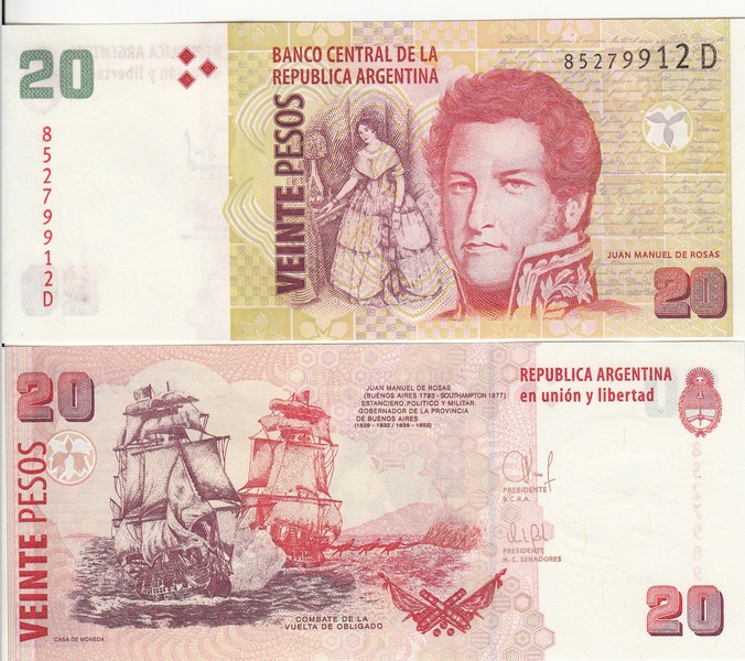 Аргентина Банкнота  20 песо 2003 UNC П-355