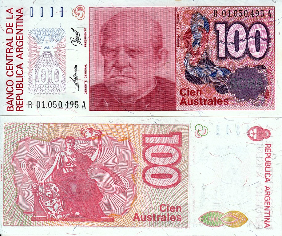 Аргентина Банкнота 100 аустралес 1985-90 UNC П-327-b