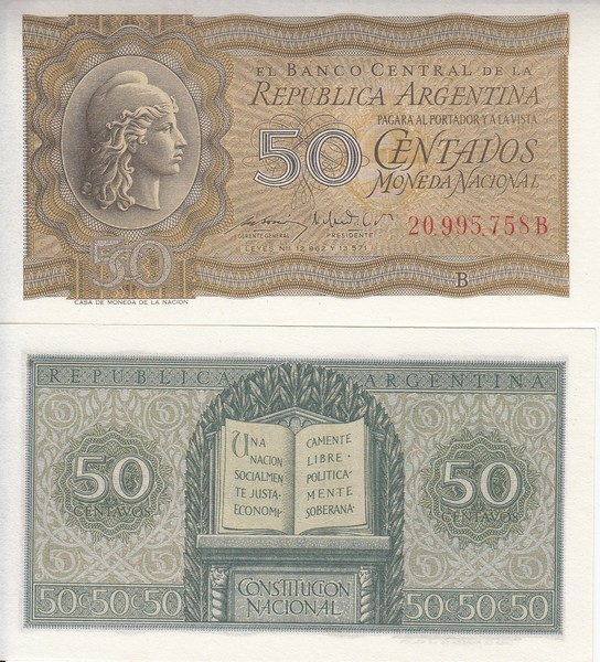 Аргентина Банкнота 50 центаво 1951 UNC
