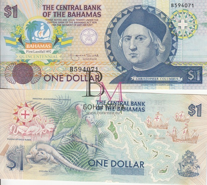Багама Банкнота 1 доллар 1992 UNC