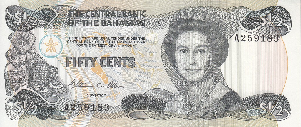 Багамские острова Банкнота 1/2 доллара (50 центов) 1984 UNC