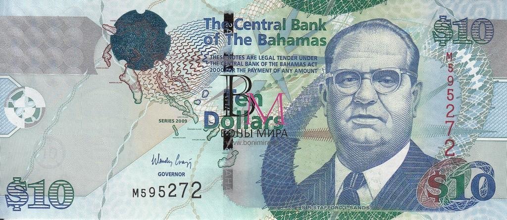 Багамские остров Банкнота 10 долларов 2009 UNC 