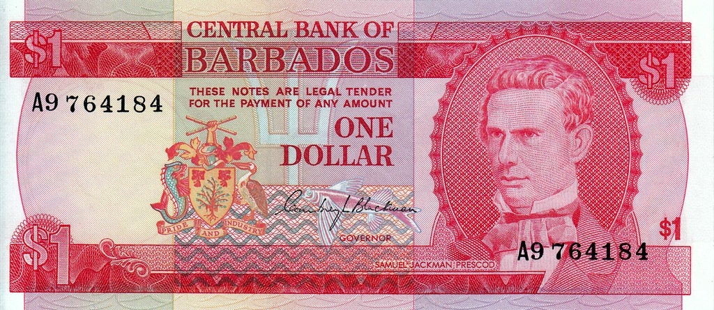 Барбадос Банкнота 1 доллар 1973 UNC
