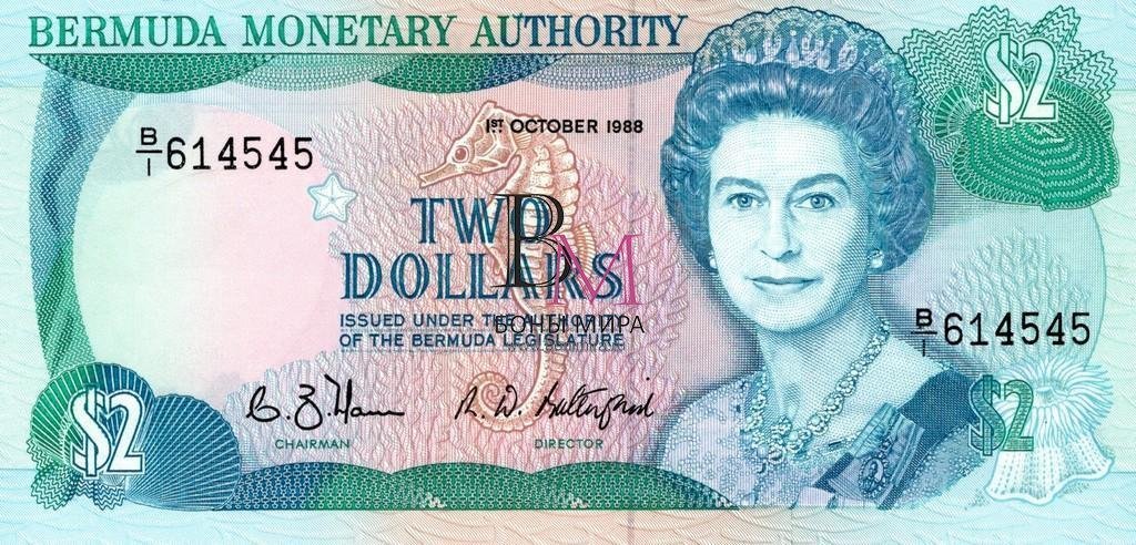 Бермуды Банкнота 2 доллара 1988 UNC 