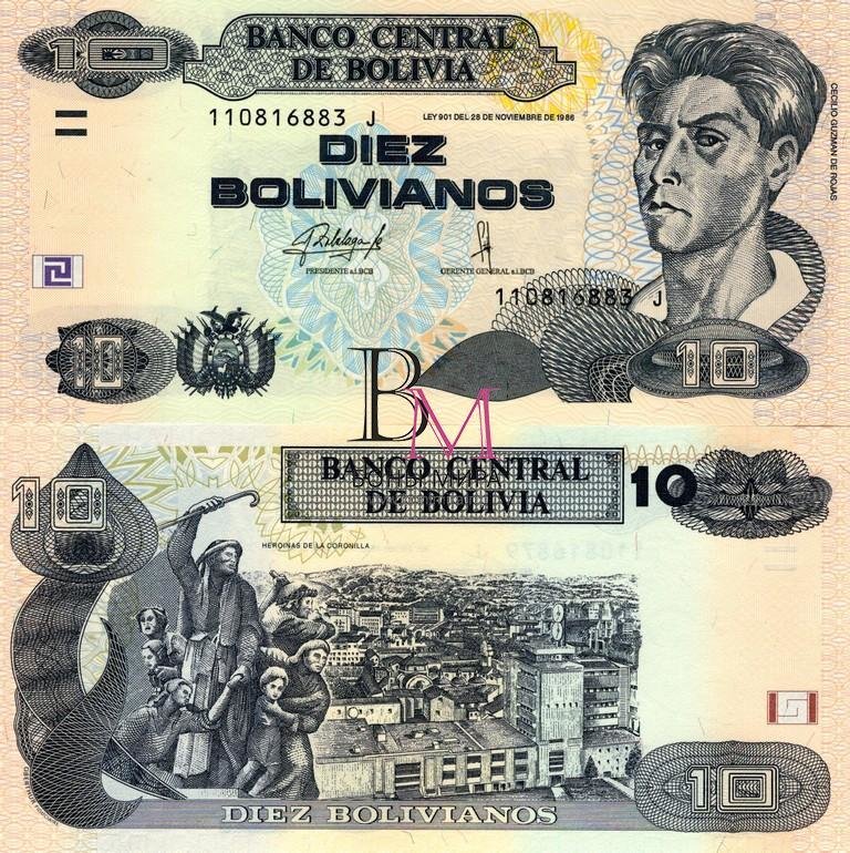 Боливия Банкнота 10  боливиано 2017 UNC (типография Oberthur)