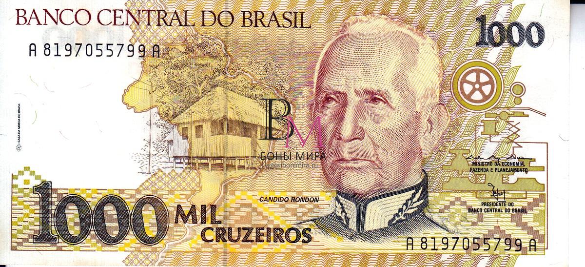 Бразилия Банкнота 1000 крузейро 1990 UNC P231b
