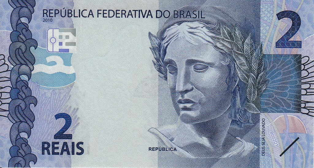 Бразилия Банкнота 2 реал 2010 UNC Подпись