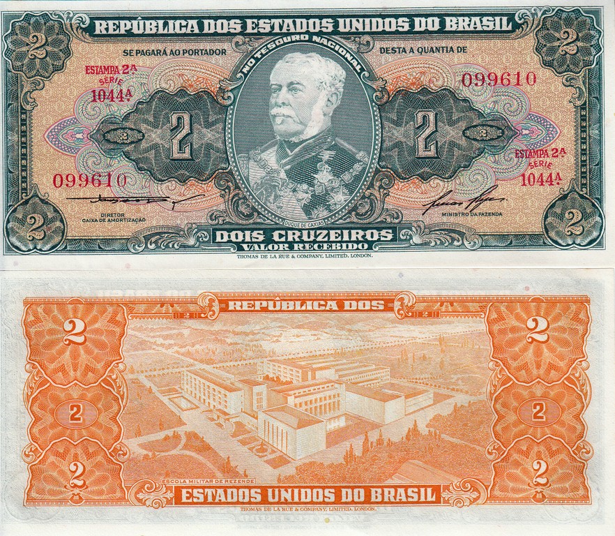 Бразилия Банкнота 2 крузейро 1954-58 UNC P157Ac (зеленая)