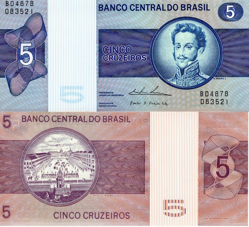 Бразилия Банкнота 5 крузейро 1970-79 UNC П-192