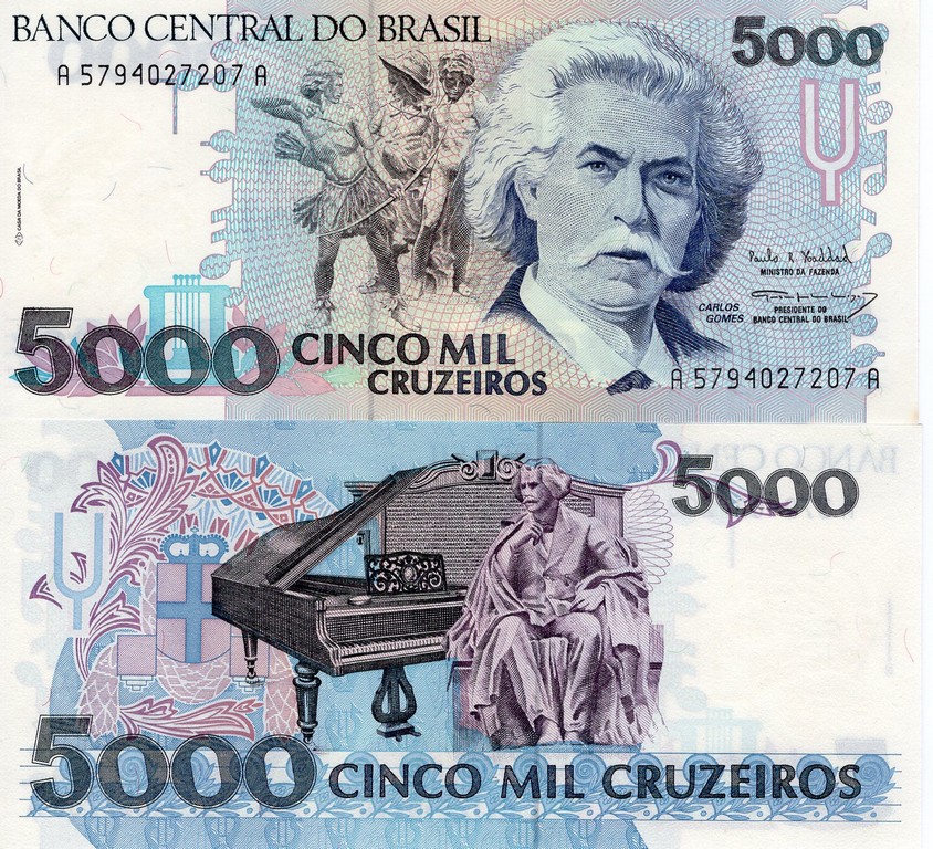 Бразилия Банкнота 5000 крузейро 1990-93 UNC