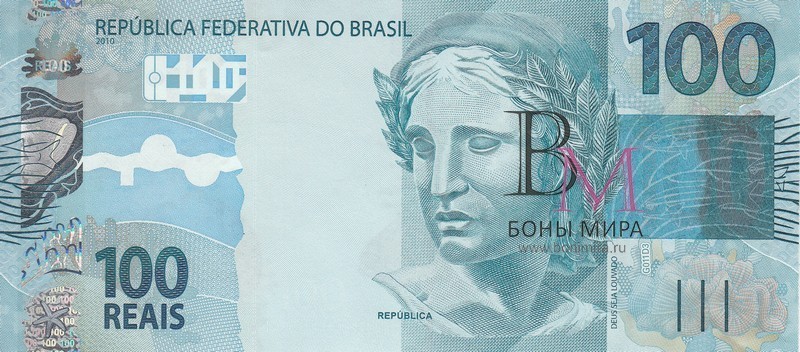 Бразилия Банкнота 100 реал 2010 UNC