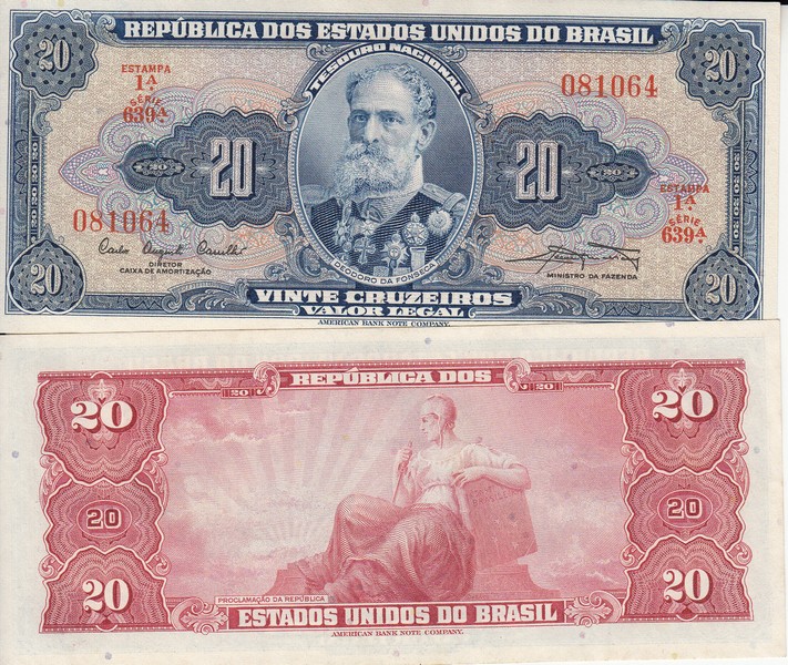 Бразилия Банкнота 20 крузейро 1961 - 63 UNC P168a