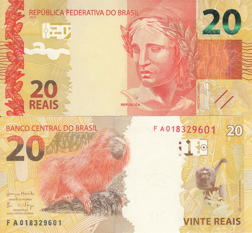 Бразилия Банкнота 20 реал 2010(15) UNC Подпись