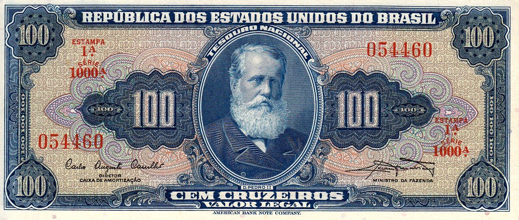 Бразилия Банкнота 100 крузейро 1961 - 64 UNC P170