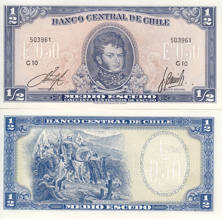 Чили Банкнота  1/2 эскудо 1964 UNC