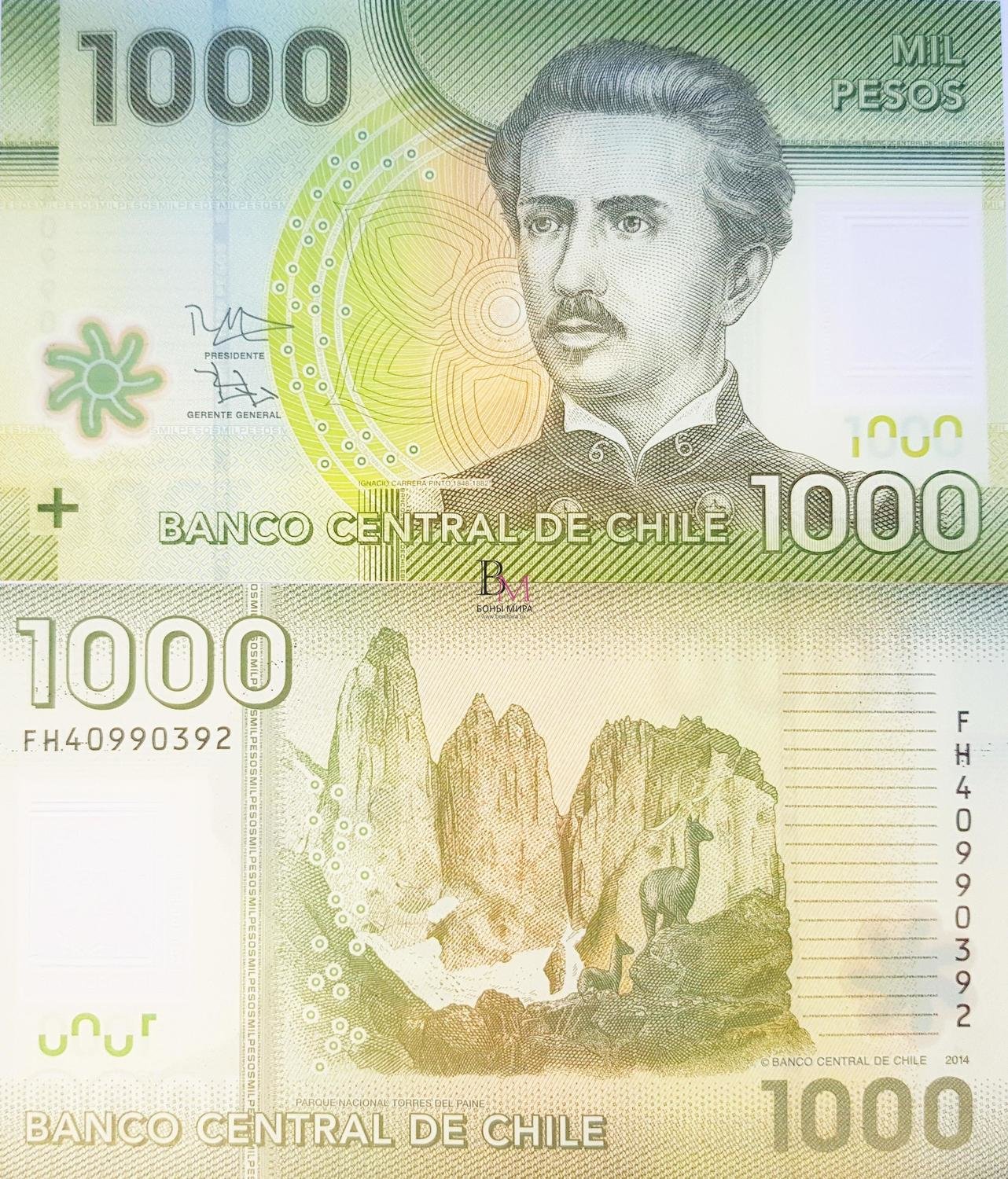 Чили Банкнота 1000 песо 2014 UNC