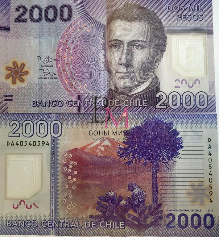 Чили Банкнота 2000 песо 2015 VF