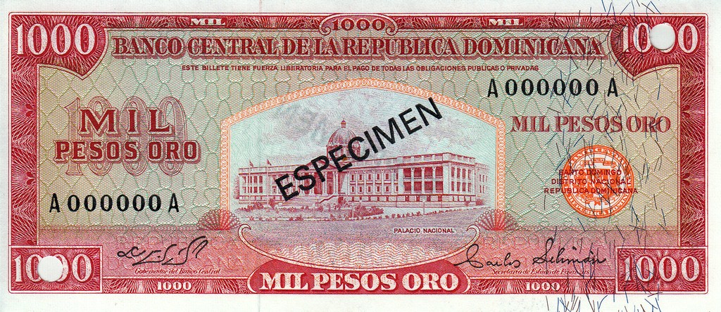 Доминикана Банкнота 1000 песо оро 1964-74  UNC P106  