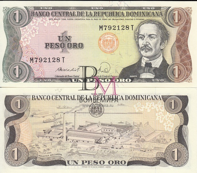 Доминикана Банкнота 1 песо 1988 UNC