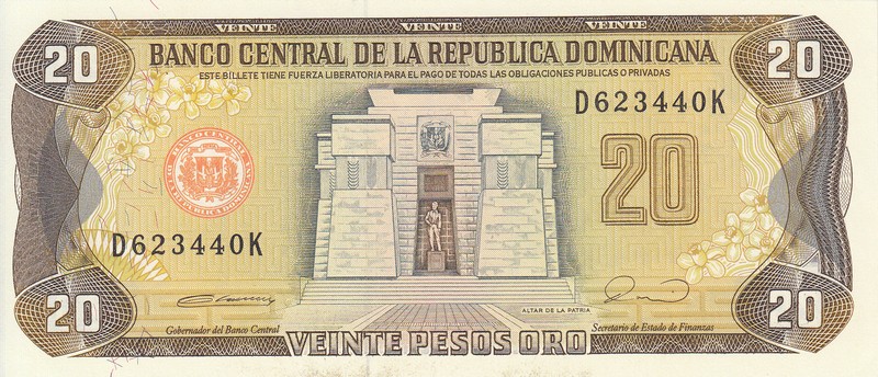 Доминикана Банкнота 20 песо 1990 UNC