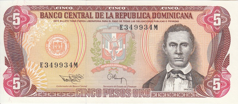 Доминикана Банкнота 5 песо 1993 UNC