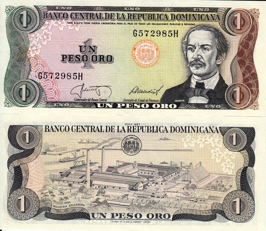 Доминикана Банкнота 1 песо оро 1987 UNC P126b-2