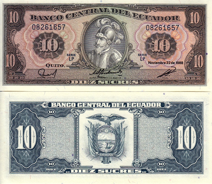 Эквадор Банкнота 10 сукре 1988 UNC 22/11/1988 P121(2-2)
