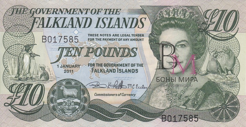 Фолклендские острова Банкнота 10 фунтов 2011 UNC