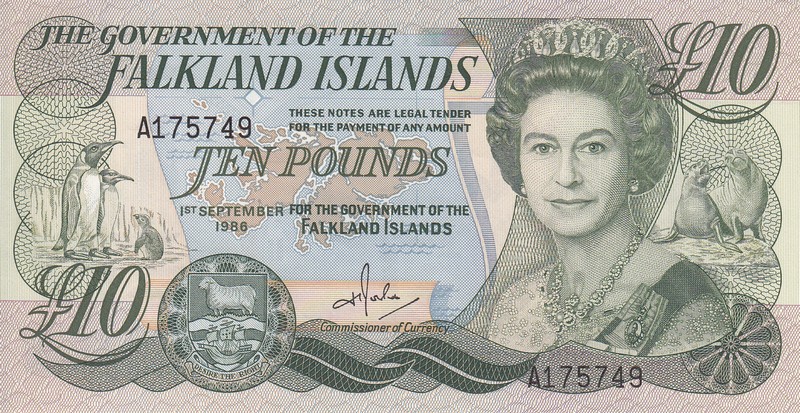 Фолклендские острова Банкнота 10 фунтов 1986 UNC