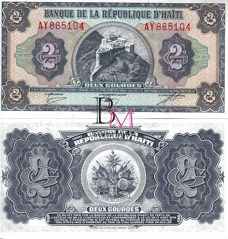 Гаити Банкнота 2 гурд 1979 UNC P254a