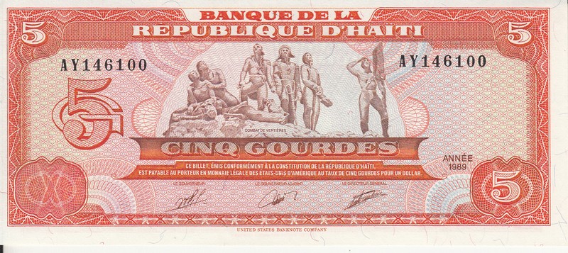 Гаити Банкнота  5 гурд 1989 UNC