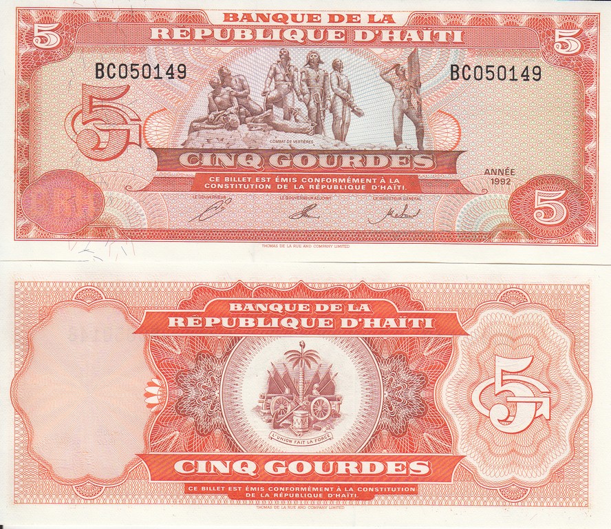 Гаити Банкнота  5 гурд 1992 UNC
