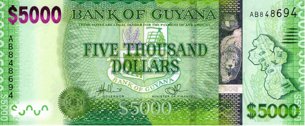 Гайана Банкнота 5000 долларов 2014 UNC