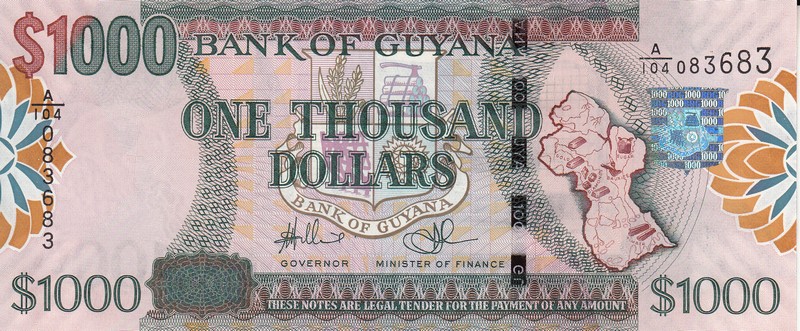 Гайана Банкнота 1000 долларов 2000-10 UNC